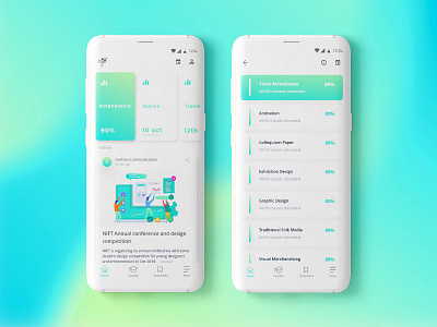 NIFT college app android app design attendance college color illustration interface redesign student uxui