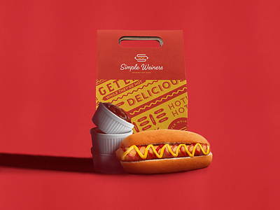 Simple Weiners Packaging brand identity brand identity design branding business card design designer for hire graphic design hot dog hotdog logo logo design monogram packaging pattern restaurant s