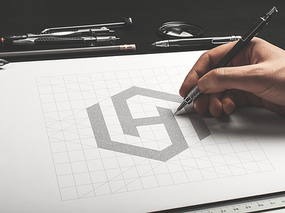 Haines Architects Logo Design architect brand brand identity branding drawing grid design grid logo hexagon logo