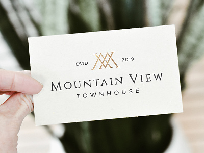 Mountain View Townhouse Business Card Design brand identity brand identity design branding business card designer for hire gold graphic design graphic designer logo logo design luxury logo monogram mountain mv