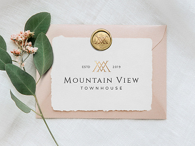 Mountain View Townhouse Hotel Branding brand brand identity brand identity design branding business card design designer for hire gold graphic design hotel logo lettermark logo logo design luxury design luxury logo monogram monogram design stationery design wax seal