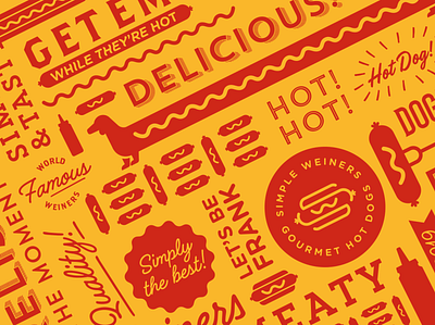 Simple Weiners Logo & Branding Design brand identity brand identity design branding design designer for hire graphic design hotdog illustration logo logo design monogram pattern pattern a day pattern design red retro uk designer yellow