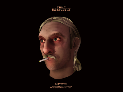 Comical Apadtation of Mathew Mcconaugehy from "True detective". avatar character digital digital art true detective