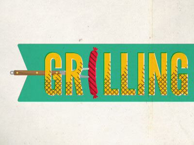 Grilling hot dog typography