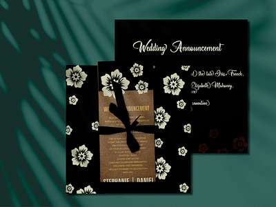 BLACK MATTE FLORAL THEMED - SCREEN PRINTED WEDDING INVITATION