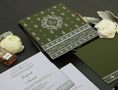 Dark Green Muslim Wedding Invitation indianweddingcards islamicweddingcards muslimweddingcards weddingcardsonline