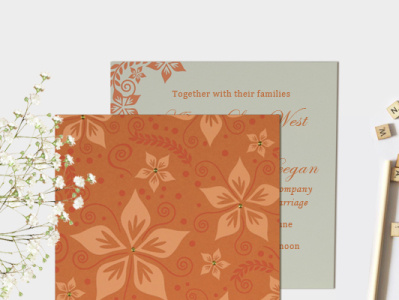 LIGHT BROWN MATTE FLORAL SCREEN PRINTED WEDDING INVITATIONS floralcards floralinvitations floralthemedweddinginvitations floralweddingcards indianweddingcards weddingcardsindia