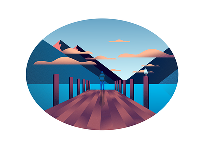 Bird on the pier, designed with Inkscape