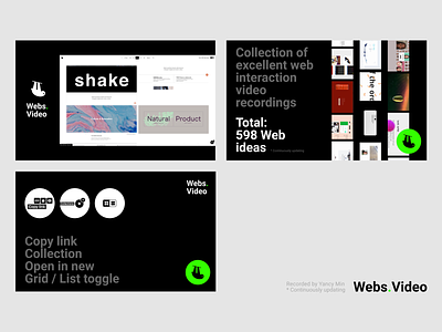 Webs.Video | Collection of excellent web interaction animation collection graphic illustration inspiration interactions keyframe landing page micro interaction motion motion design products recordings screenshots web webflow website website design