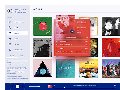 The Concept Design of Music Player albums blue concept gray line music player songs