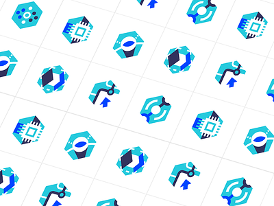 Icons for the SpinQ Landing Page blue clean computing dots geometry graphics icon illustration landing page logo patterns quantum science technology web website