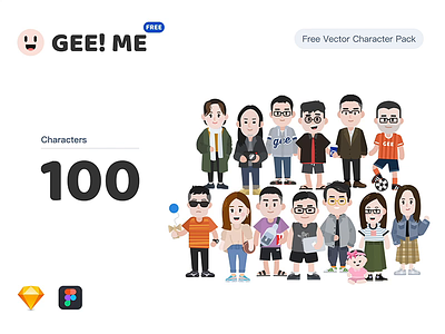 GEE! ME | Free Vector Character Pack cartoon character clear colorful download figma flat free graphic illustraion pack people resource sketch vector website