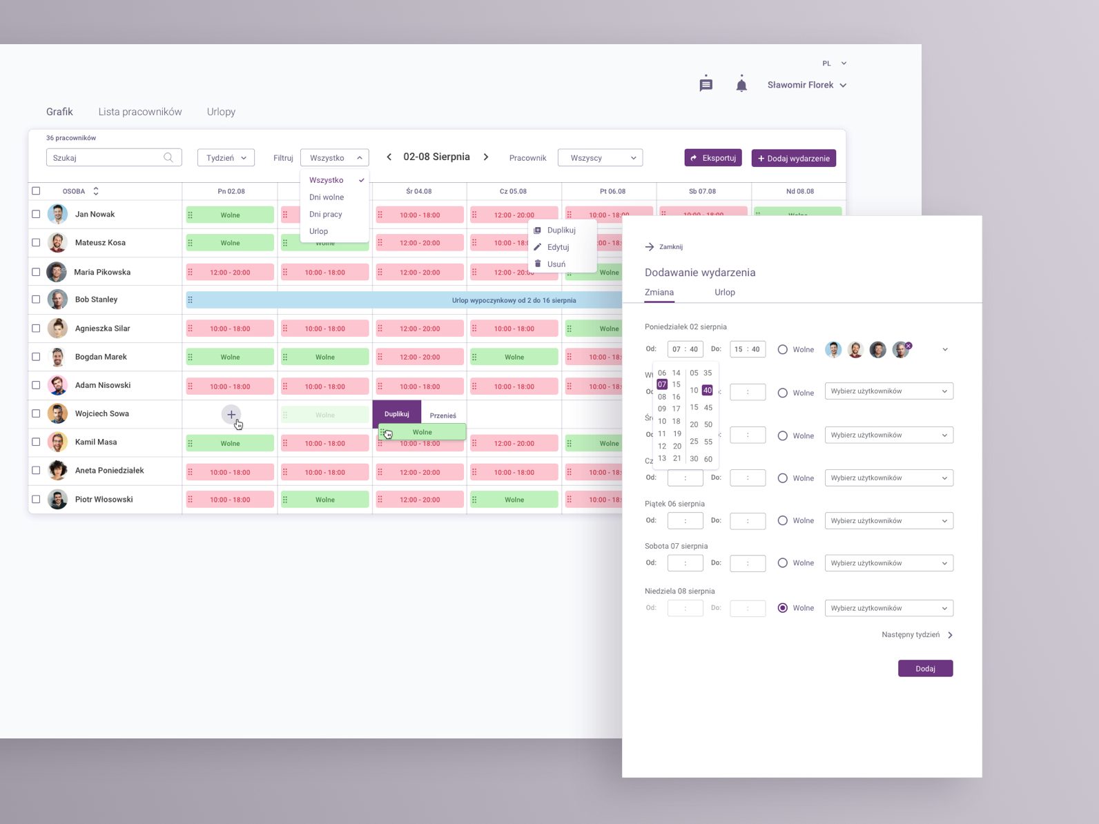 Work Schedule Dashboard By Karol Jeliński On Dribbble