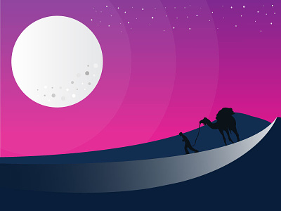 Desert Landscape adobe illustrator desert full moon night illsutartion illustrator landscape moon night rajasthan scenery