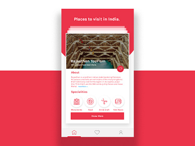 Tourism App rajasthan red tiurism tourist ui ui designs user inteface