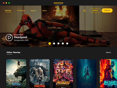 Movie Showcase User Interface deadpool films movie showcase ui user interface ux