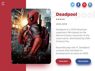 Deadpool User Interface blue deadpool red social media super hero superheroes ui user interface ux