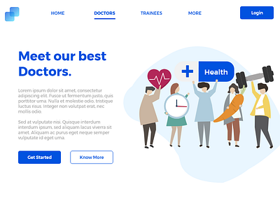 Doctor Web Page Concept adobexd design designs doctor doctors health illustration illustrator typography ui user experience user interface ux vector web