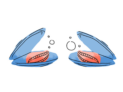 Chatting mussels spot illustration