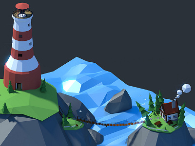 Lighthouse 3d illustration lighthouse