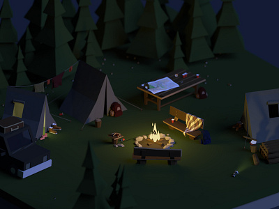 Camp_03/04/18 3d camp illustration isometric