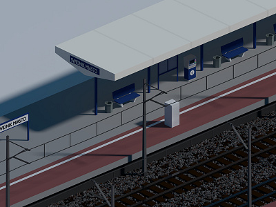 Main rail train station (in progress) 3d blender illustration isometric train translation