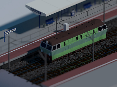 Main rail train station (in progress) blender isometric train