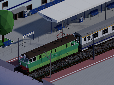 Main rail train station (in progress) 3d animation blender isometric train