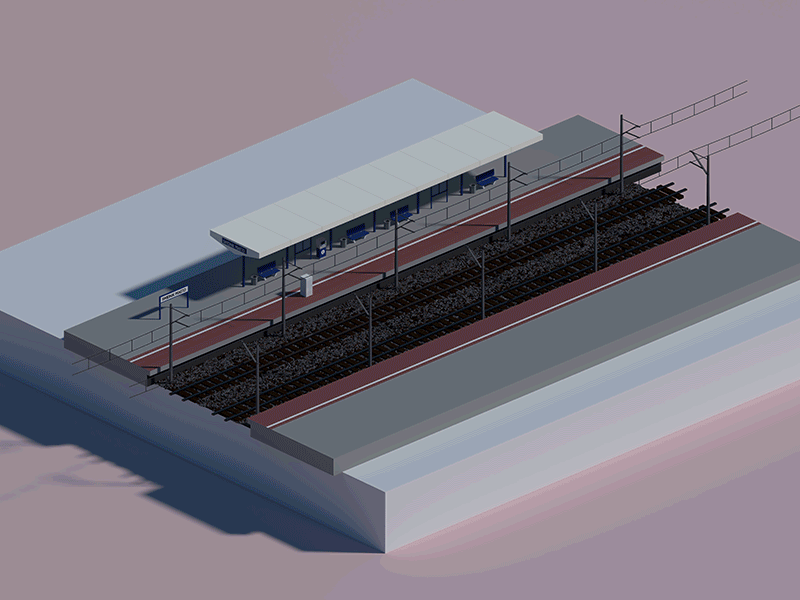 Main rail train station (in progress) 3d animation blender isometric train