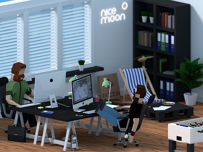 Nice Moon Studio 3d animation blender isometric moon nice office