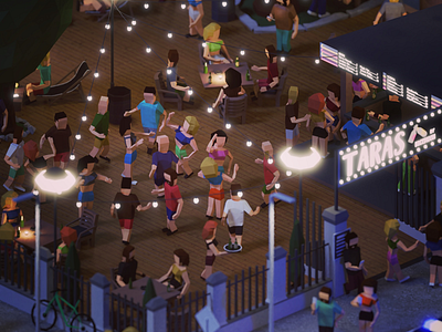 Moonlight party blender blender3d isometric lowpoly lowpolyart lowpolyart3d