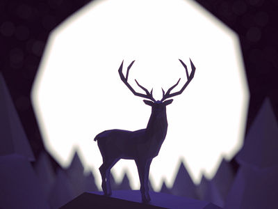 Dear deer blender deer isometric moon