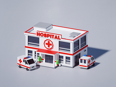 Lowpoly Hospital 3d blender hospital illustration lowpoly