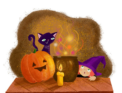 Halloween characters halloween holidays illustration postcard