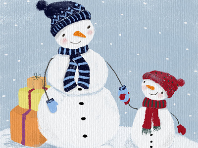 Snowmen new year postcard presents snowman snowmen winter