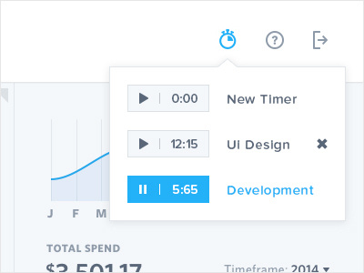 Timer app blue dashboard light minimal mobile time timer timesheet ui ux web