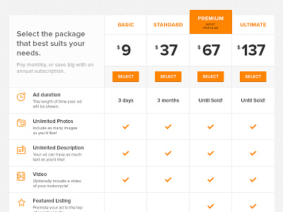 Pricing Table money packages price pricing table ui ux web