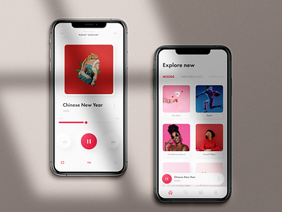 Music Player app colors cover digital iphone light minimal mobile mobile ui music music player neumorphic neumorphism redesign round shadow ux white