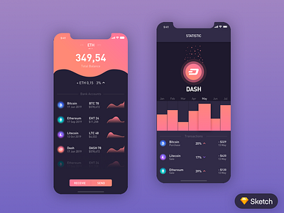 CryptoWallet (Sketch) app cryptowallet dark mobile sketch wallet