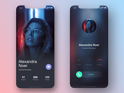 Profile&Call call dark ios phone profile sketch ui