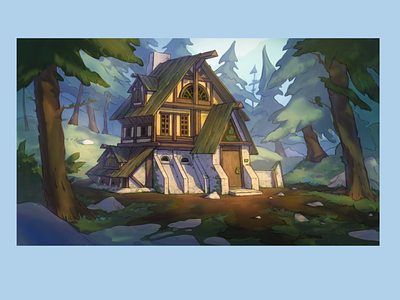 House in the woods — concept. abandoned art building concept digital environment fairy tale fantasy forest game house illustration medieval stylized