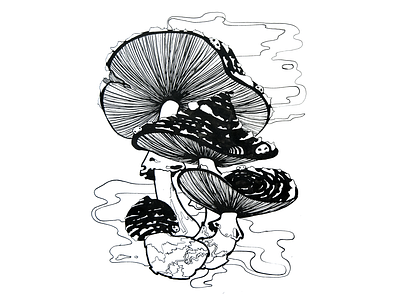 Ink Mushrooms drawing drawing challenge drawing ink illustration ink inktober inktober2018