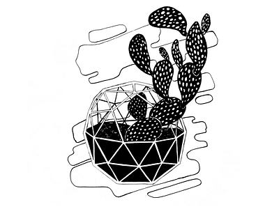 Cactus Florarium black black and white cactus drawing drawing challenge drawing ink hand drawing illustration ink inktober inktober2018