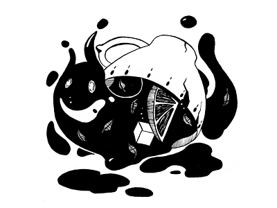 The Magic Tea Snail creature black black and white character charmed creature creature design drawing drawing challenge drawing ink fantasy art hand drawing illustration ink magic monster snail tea tea cup