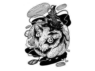 Ripe, inktober 2019, day 31 black and white character design drawing drawing challenge drawing ink halloween hand drawing illustration ink inktober inktober 2019 pumpkin pumpkin carving pumpkin character инктобер