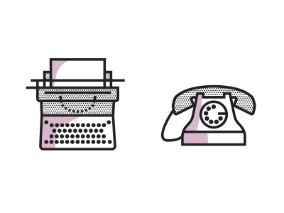 Staff icons phone typewriter vector