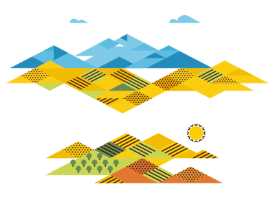 Agrolachar agriculture landscape mountains sun vector