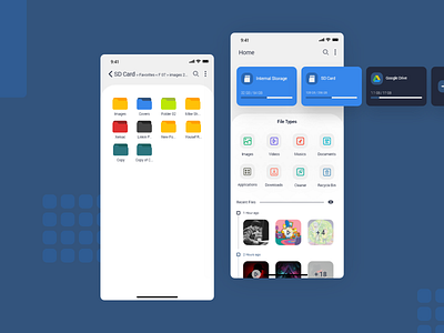 Mobile File Manager adobe xd adobexd android apple blue design file file explorer file management file manager files ios light mobile phone smart phone theme ui ux white