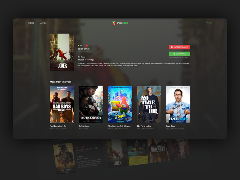 Popcorn - Movie Website UI