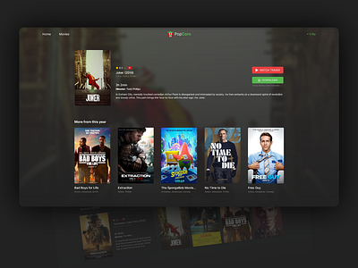 Popcorn - Movie Website UI adobe xd adobexd dark design download film grey imdb landing landing page landingpage movie popcorn site theme ui ux web website